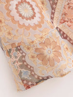 Women Backless Printing Color Contrast Loose Sling Dress