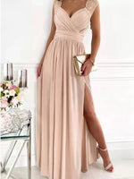 High Slit Lace Detail Maxi Dress
