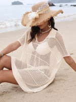 Hollow Out Collared Neck Cover-Up - Ladyez