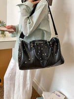 Crocodile Embossed Studded Travel Bag
