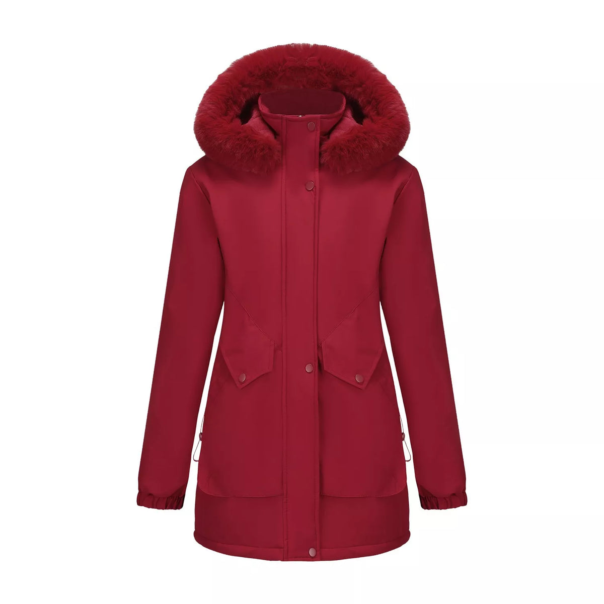 Full Size Fur Hooded Warm Winter Parka Outerwear Plus Size