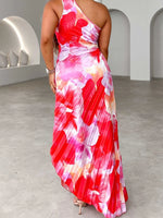 Printed One Shoulder Asymmetrical Maxi Dress - Ladyez