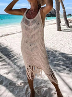 Fringe Scoop Neck Cover-Up - Ladyez