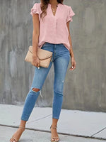 Swiss Dot Ruffled Sleeve Blouse