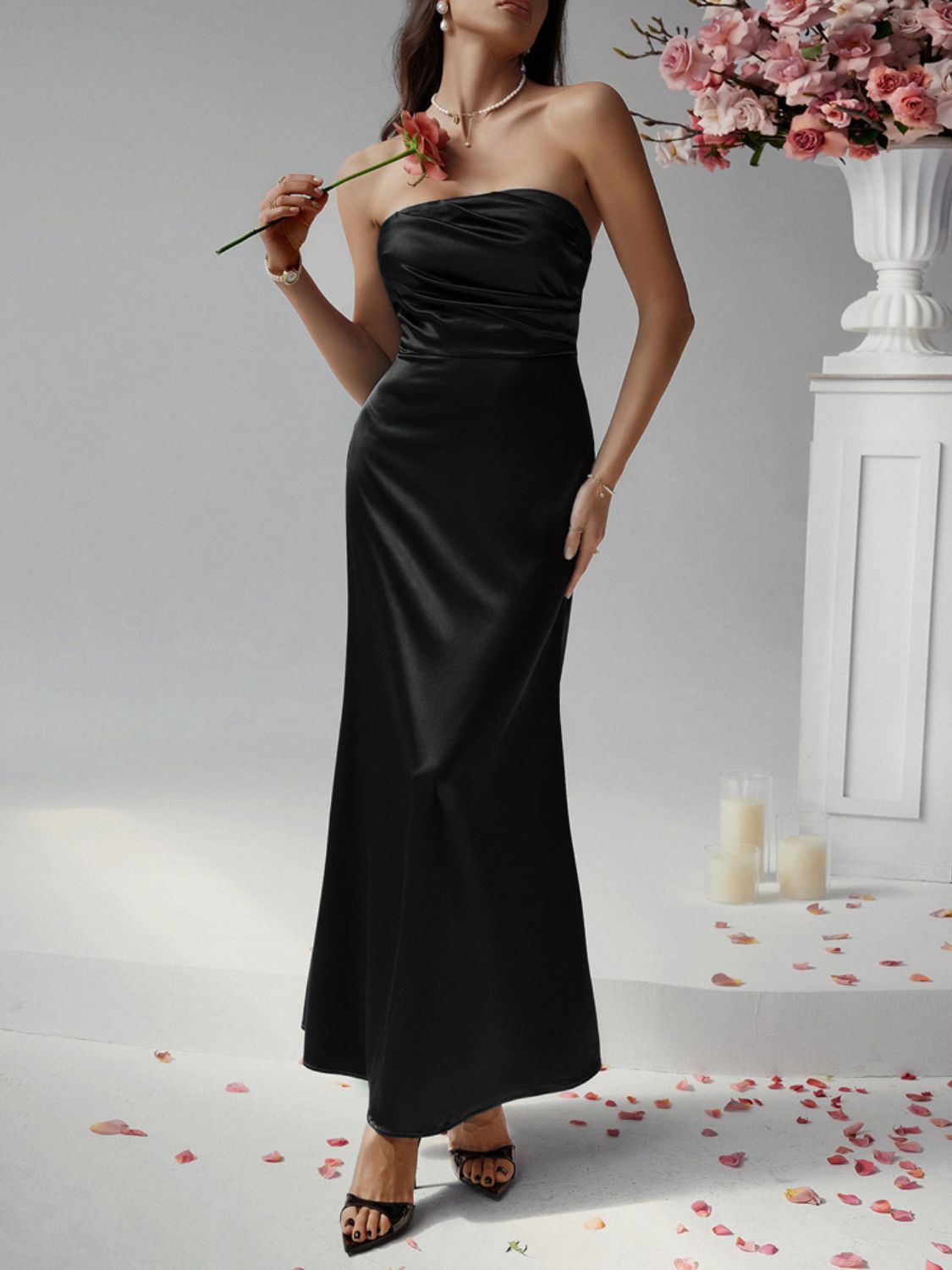 Devine Ruched Tube Maxi Dress - Ladyez
