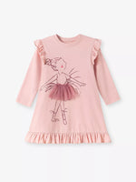 Children's Ruffle Trim Long Sleeve Dress
