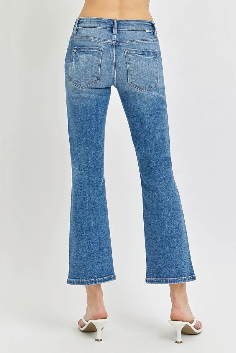 RISEN Full Size Low Rise Crop Flare Jeans Plus Size - Ladyez