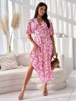 Printed Flutter Sleeve Midi Dress