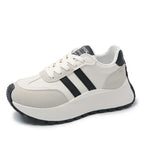 Side Striped Lace Up Platform Athletic Sneakers