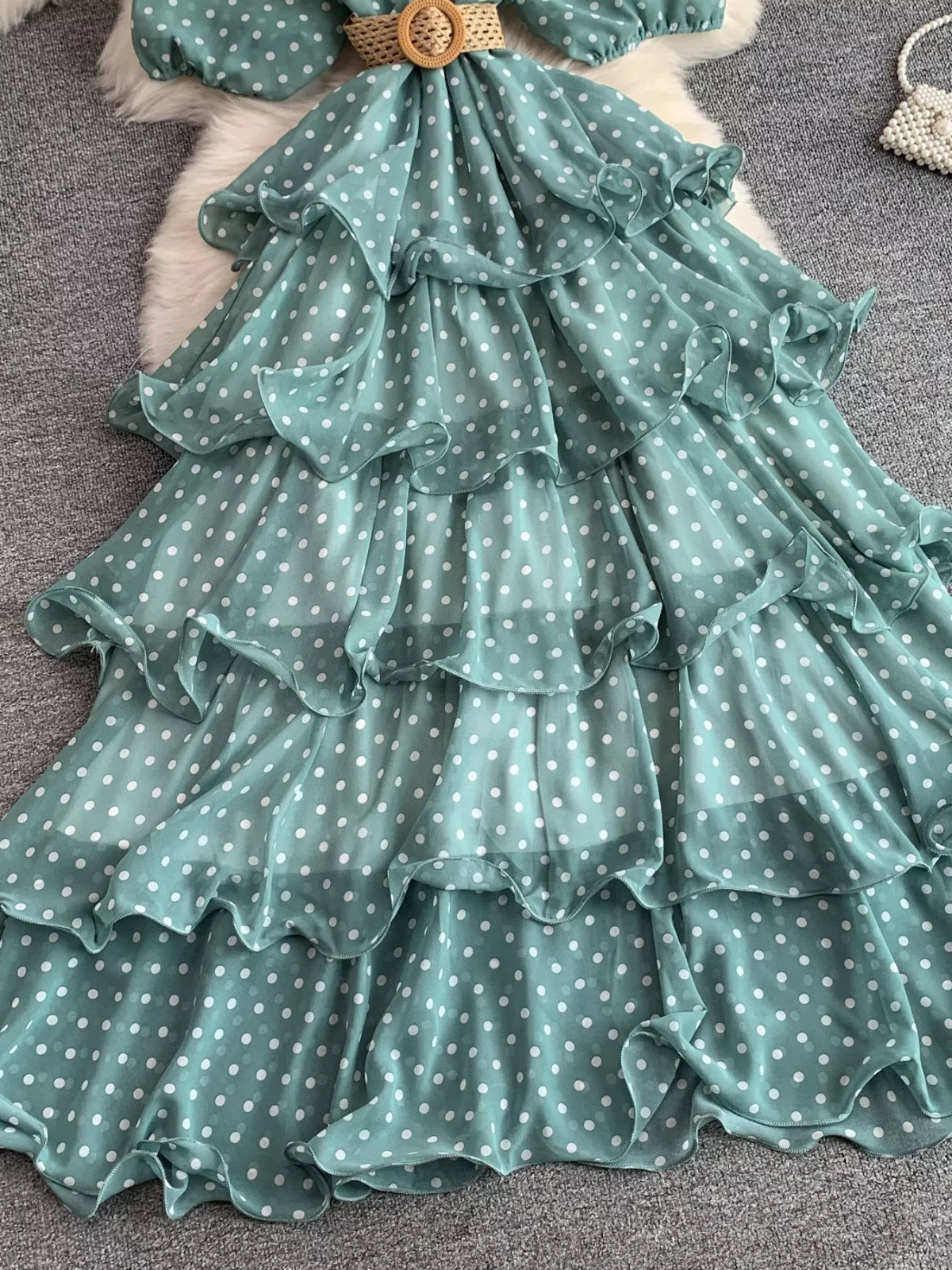 Polka Dot Ruffled Tiered Dress