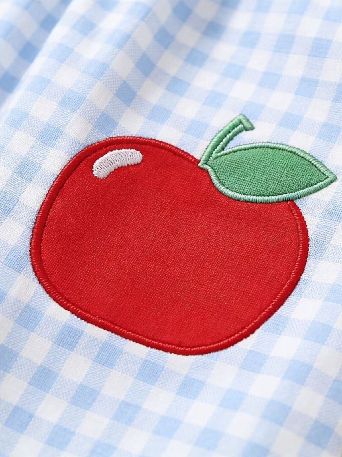 Children's Fruit Embroidered Sleeveless Plaid Dress