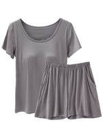Plus Size Padded Modal Short Sleeve T-Shirt and Shorts Set