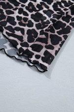 Leopard Print Sheer Mesh Short Sleeve Top