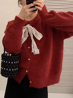 Lace Bowknot Knit Cardigan