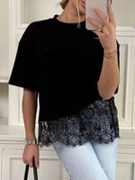 Lace Hem Short Sleeve Top