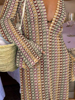 Slit Striped Knit Maxi Dress