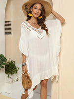 Cutout Ruffled Half Sleeve Cover-Up - Ladyez