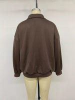 Polo Collar Dropped Shoulder Sweatshirt