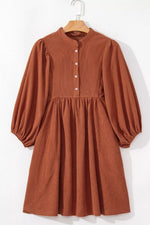Corduroy Button-Down Babydoll Dress
