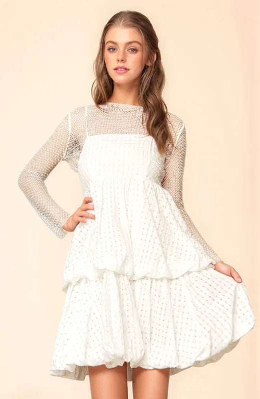 Davi & Dani Checker Print Side Pockets Textured Mini Dress - Ladyez