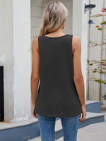 O-Ring Detail Wide Strap Tank - Ladyez