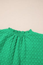Textured Puff Short Sleeve Notched Top