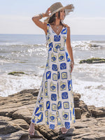 Printed V-Neck Wide Leg Jumpsuit - Ladyez