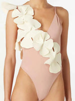 Contrast Flower Spaghetti Strap One-Piece Swimwear - Ladyez