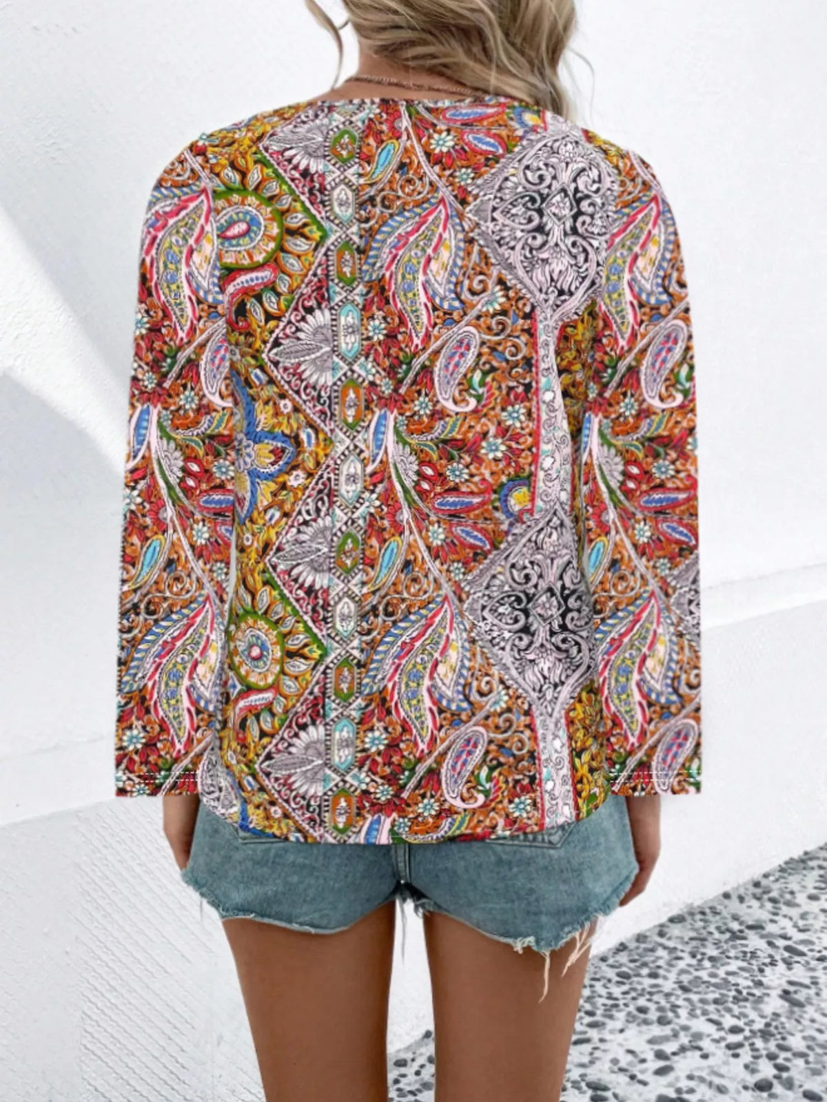 Paisley Print Long Sleeve Blouse