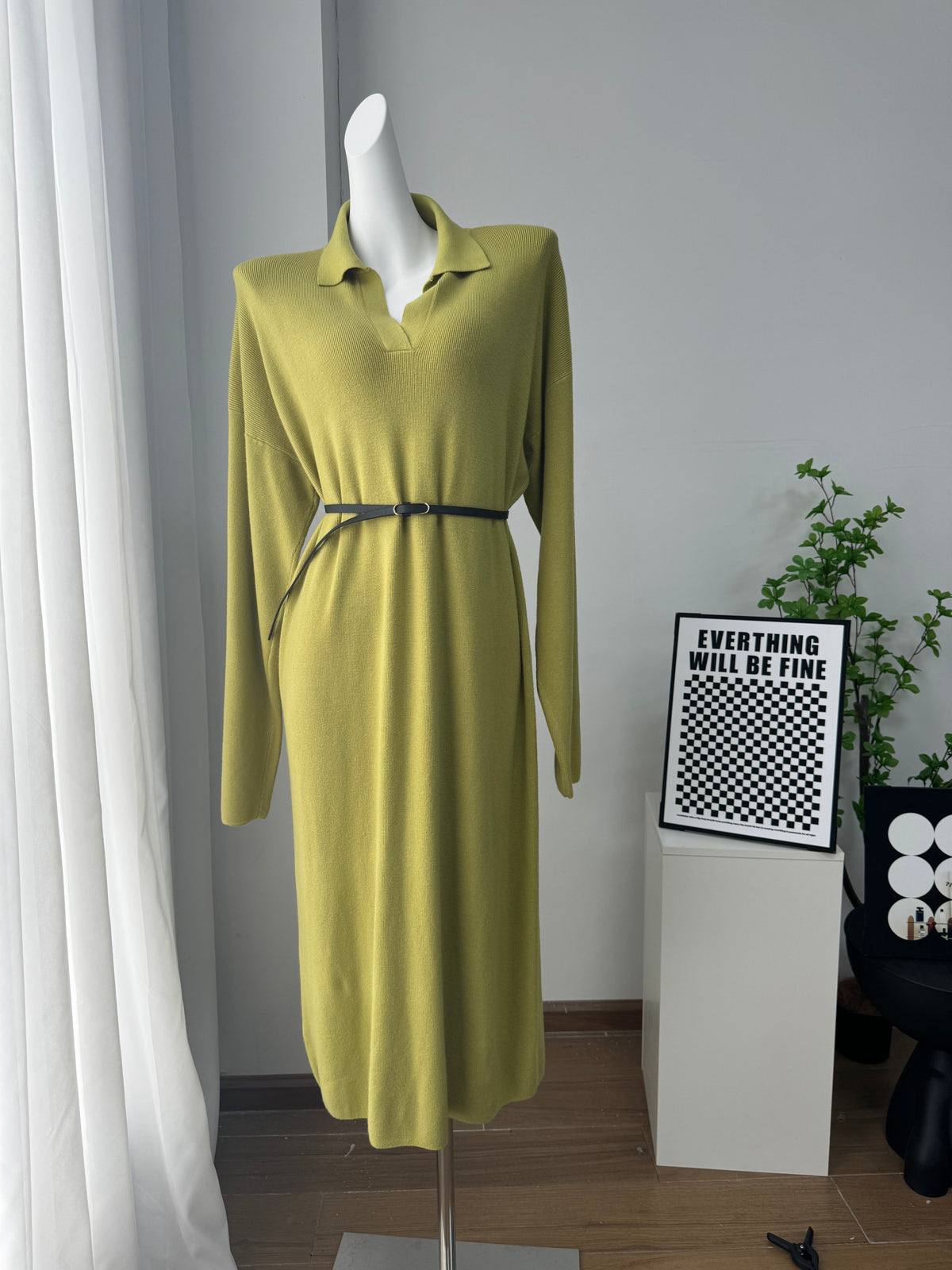 Fall Winter Scissors Collar Soft Woolen Long Elegant All Match Loose Maxi Dress