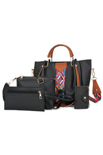 4-Piece Geometric Strap Bag Set - Ladyez