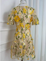 Plus Size Embroidered Floral V-Neck Mini Dress
