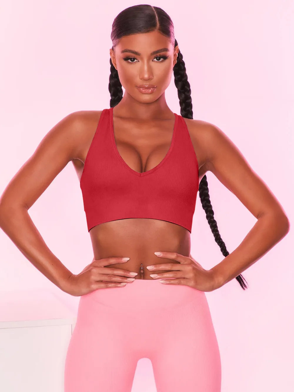 Scoop Neck Wide Strap Active Bra - Ladyez