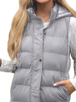 Full Size Snap Down Hooded Padded Longline Vest Coat Plus Size