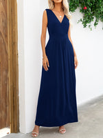 Surplice Neck Sleeveless Maxi Dress - Ladyez