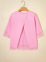 Floral Lace Patchwork Half Sleeve Oversize Tee