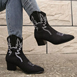 Point Toe Block Heels Boots