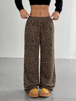 Leopard Wide-Leg Drawstring Pants
