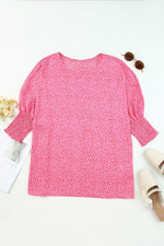 Leopard Smocked Flounce Sleeve Blouse