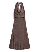 Women Clothing Autumn Backless Metallic Dress