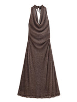 Women Clothing Autumn Backless Metallic Dress