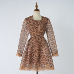 Women Elegant Printed Leopard Print Linen Wrap Around Dress