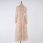 Women Spring Autumn Two Piece Set Printed Single Breasted Maxi Dress