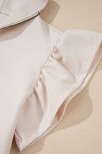 Textured Ruffled Sleeve Zipped Top and Wide Leg Pants Set