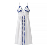 Autumn Embroidery Heavy Industry Sweet Fresh Robe Vacation Beach Vest Maxi Dress