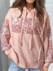 Floral Print Drawstring Long Sleeve Hoodie