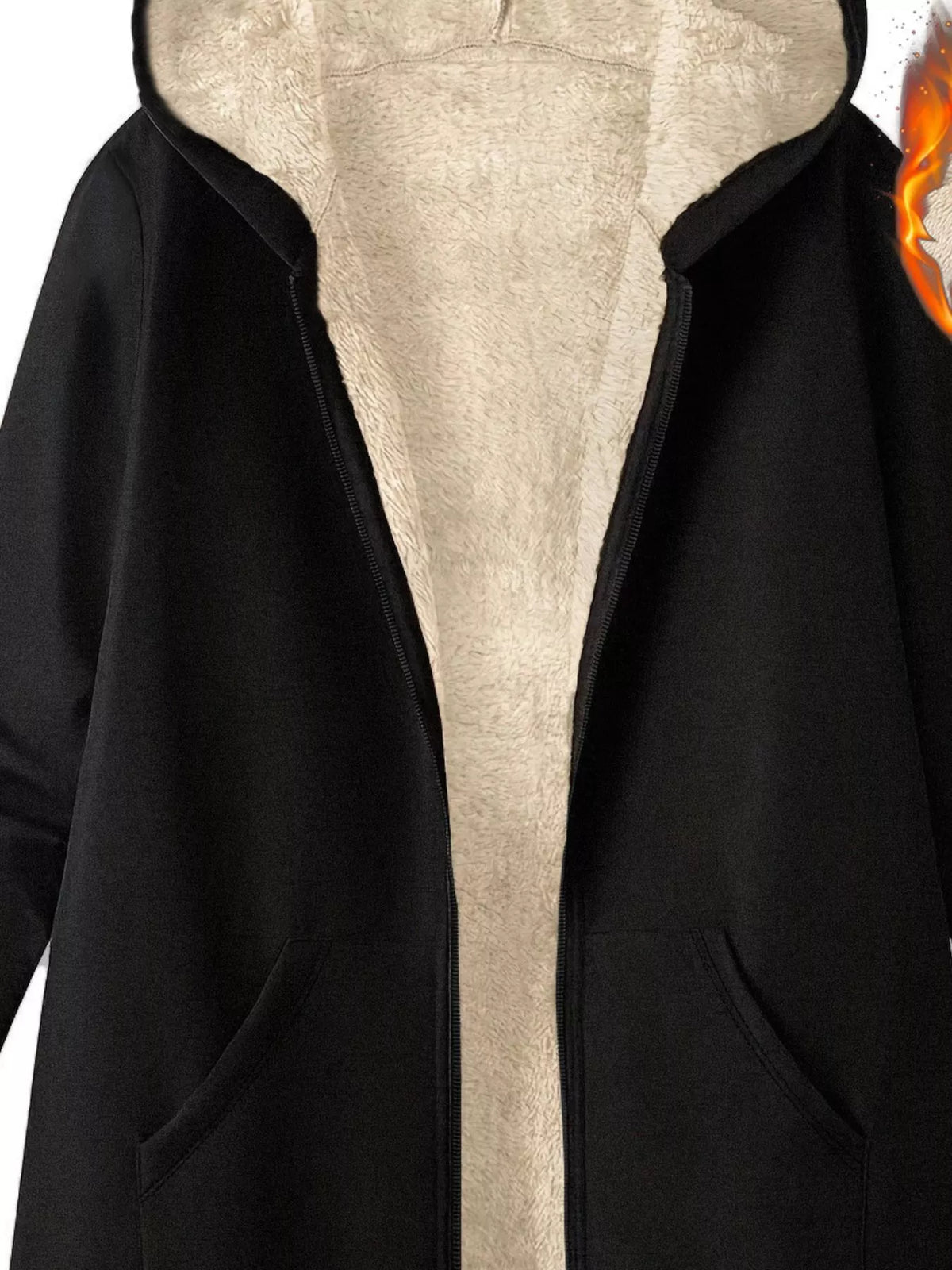 Fleece-Lined Zip Up Hooded Outerwear