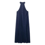 Autumn Casual Women Clothing Hanging Collar Denim Dress
