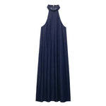 Autumn Casual Women Clothing Hanging Collar Denim Dress