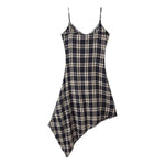 Women All Match Asymmetric Plaid Dress